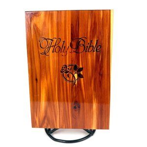 Vintage Cedar Wooden Holy Bible Box U.B.C Local 2301 Felt Lined 10.5" x 7"